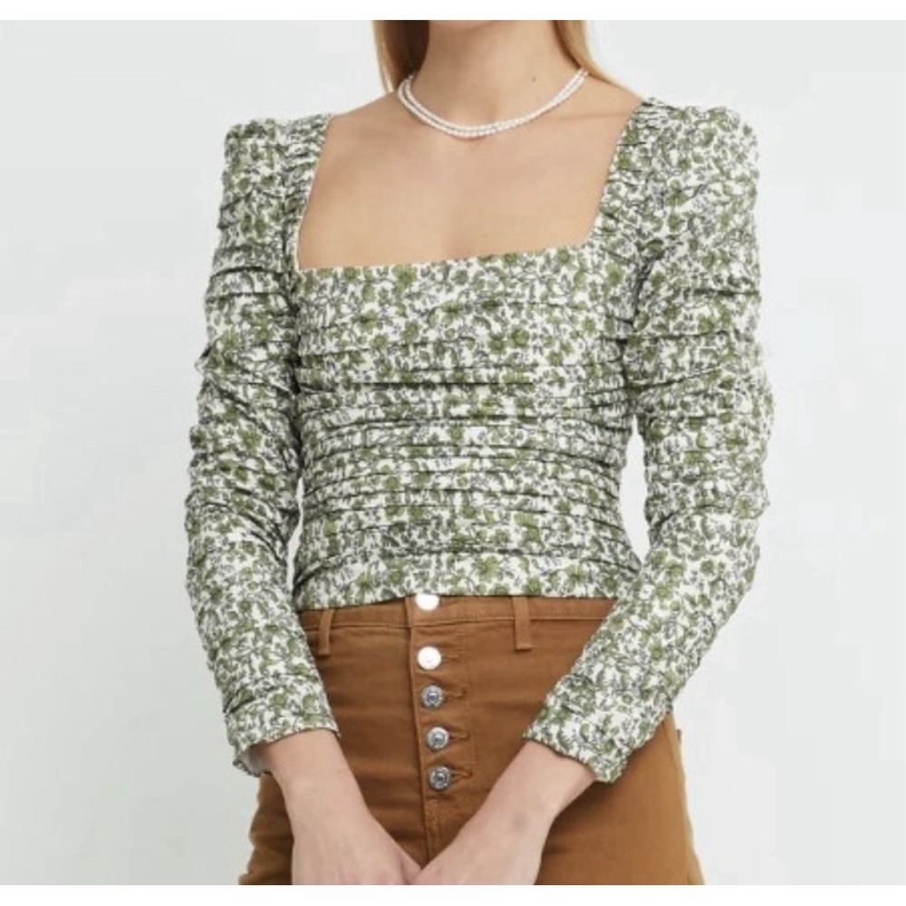Kourt Anastasia top Ruched Pleated Blouse Cropped‎ Reformation Size XSmall
